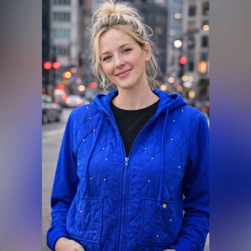 Teddi Royal Blue Quilted Puffer Jacket